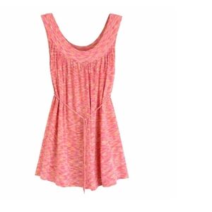 Free People Space Dye Tunic Dress Top Pink Yellow Sz.L Boho FP Spring Beach